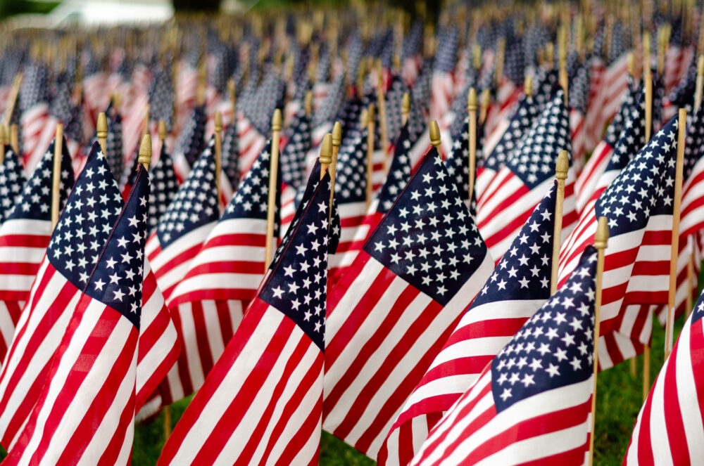 flags on lawn