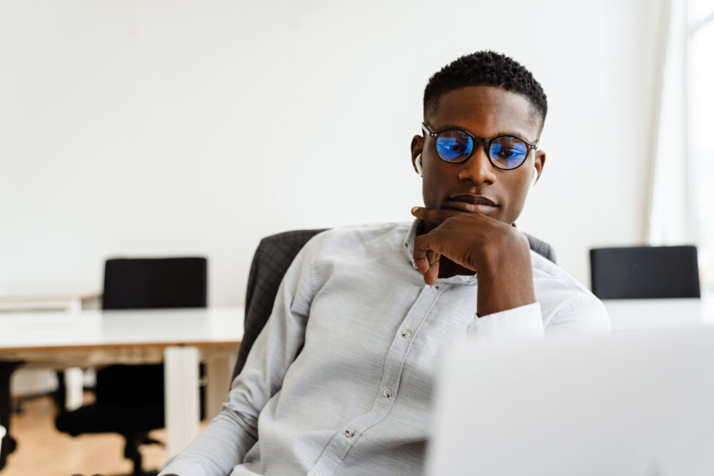 employee using laptop